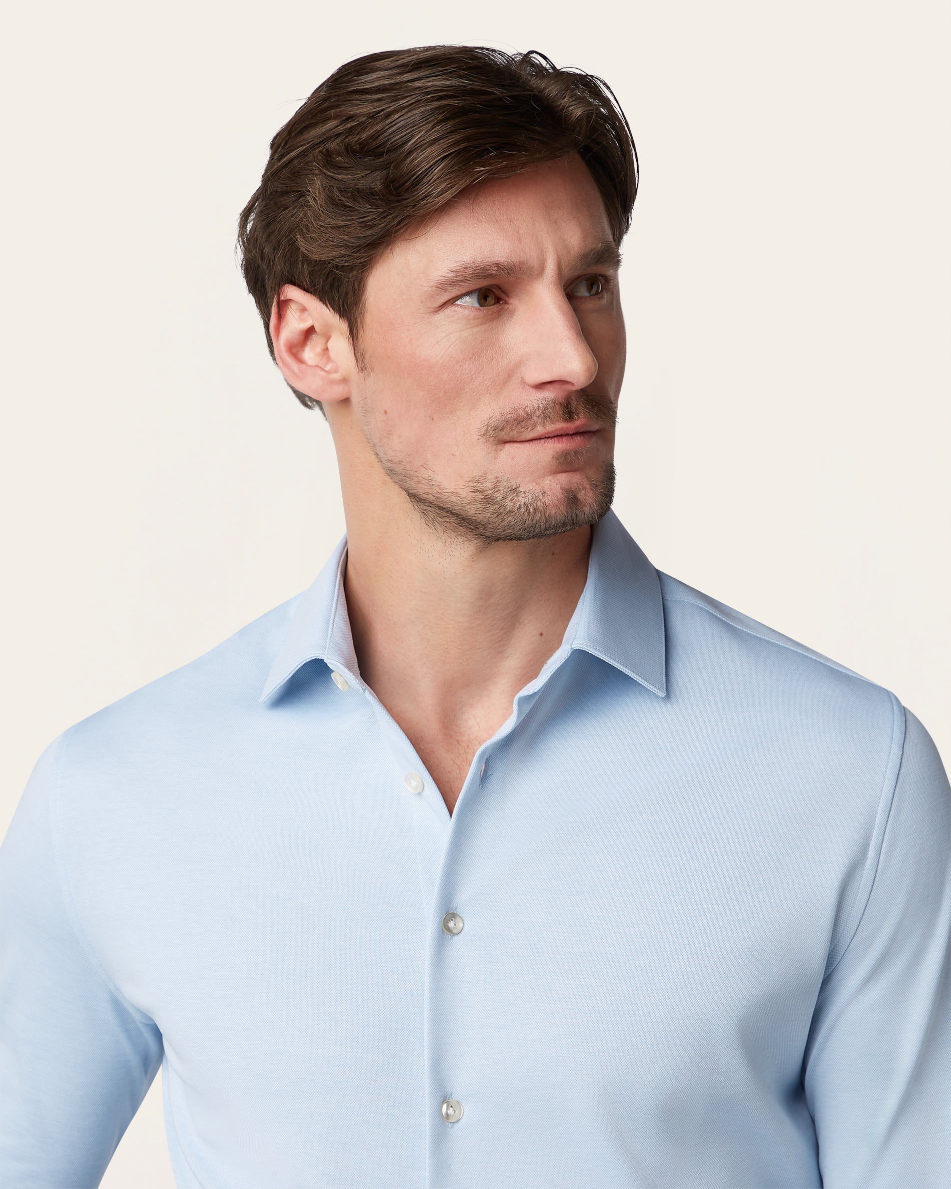 Knitted non-iron shirt Light Blue