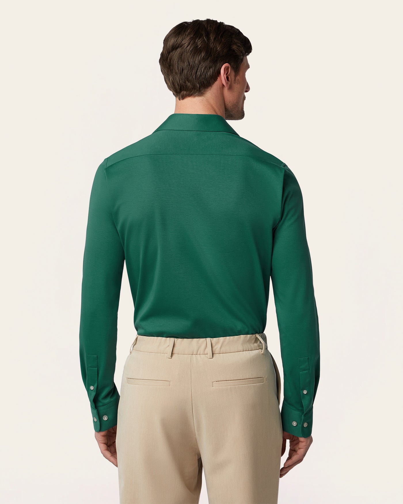 Knitted non-iron shirt North Sea Green