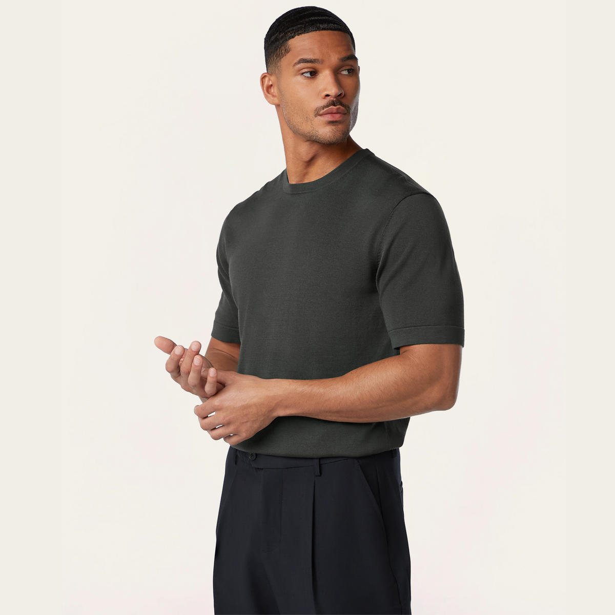 Knitted t-shirt Dark grey