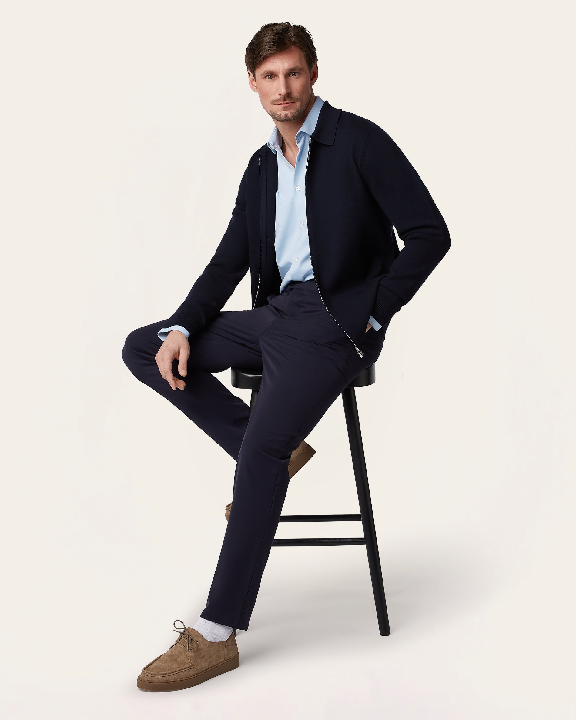 Knitted non-iron shirt Light Blue