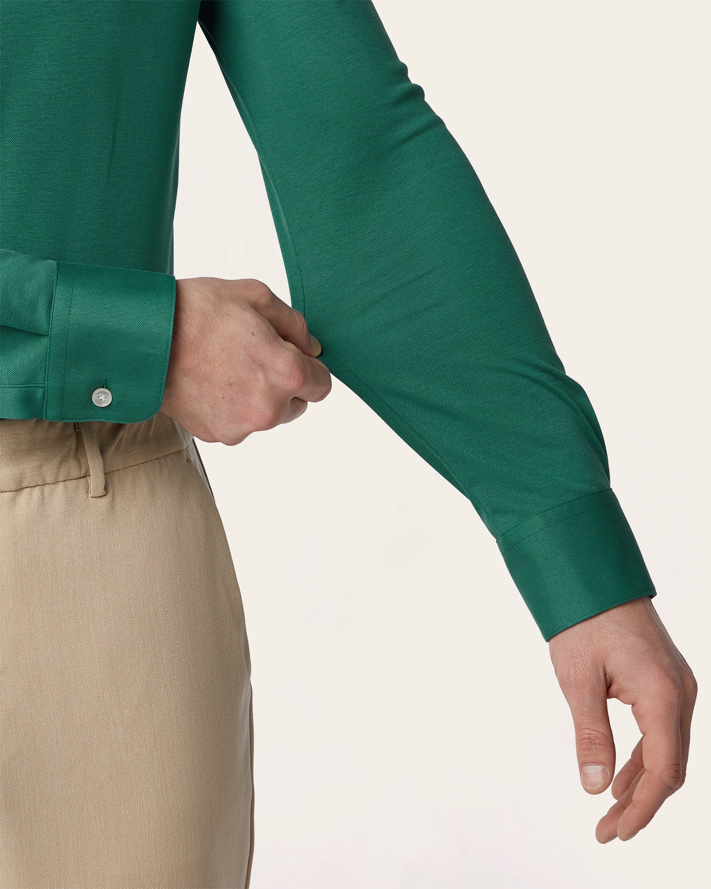 Knitted non-iron shirt North Sea Green