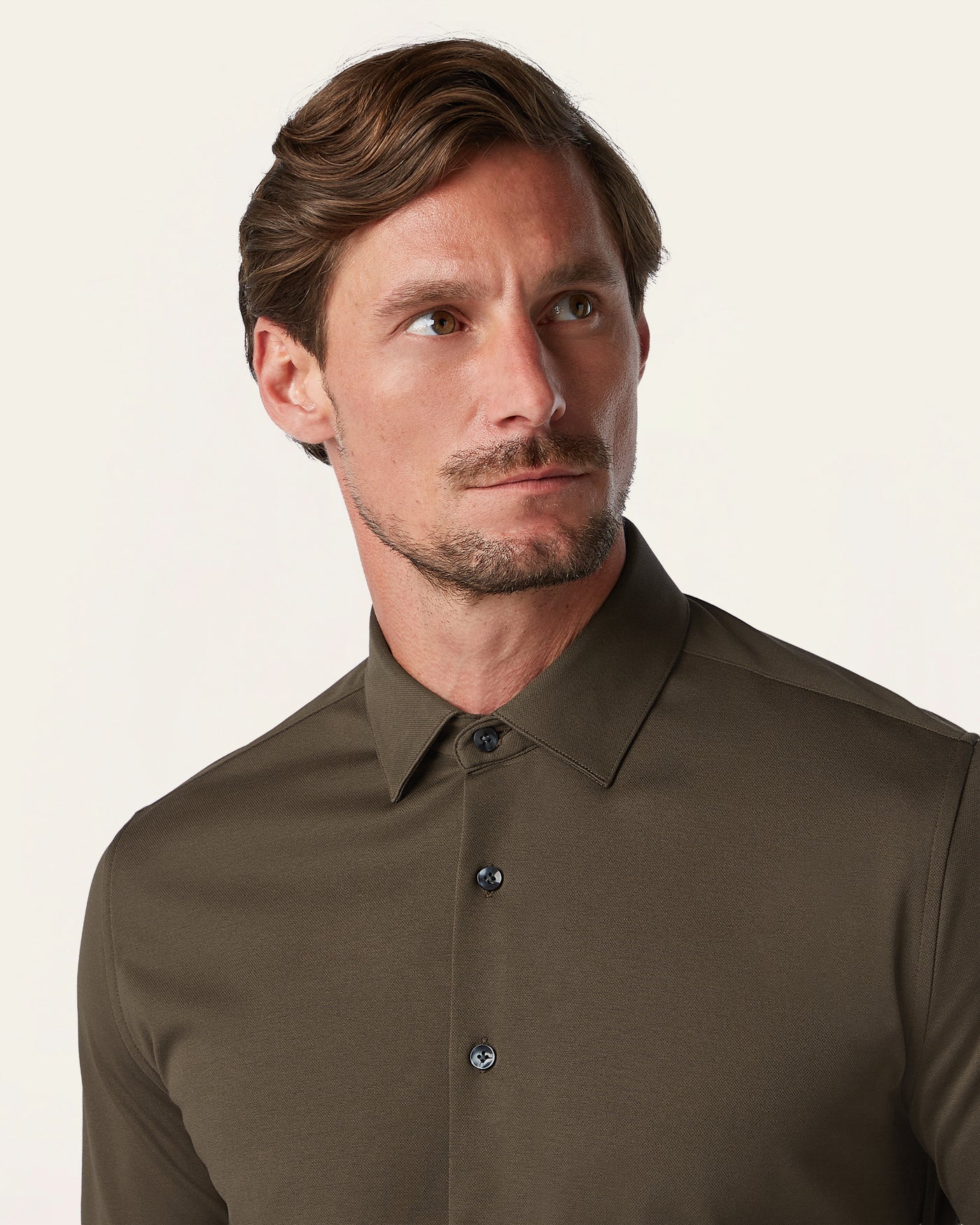 Knitted non-iron shirt Dark Brown