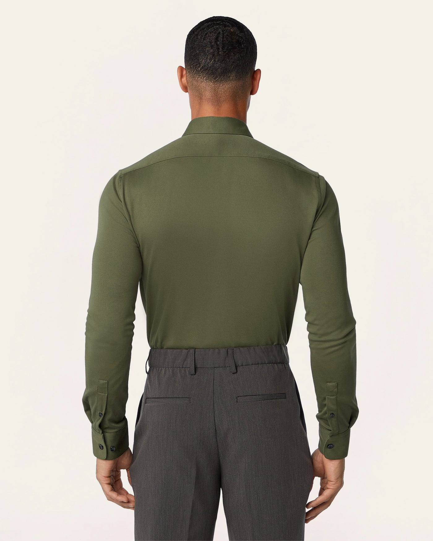 Knitted non-iron shirt Dark Olive