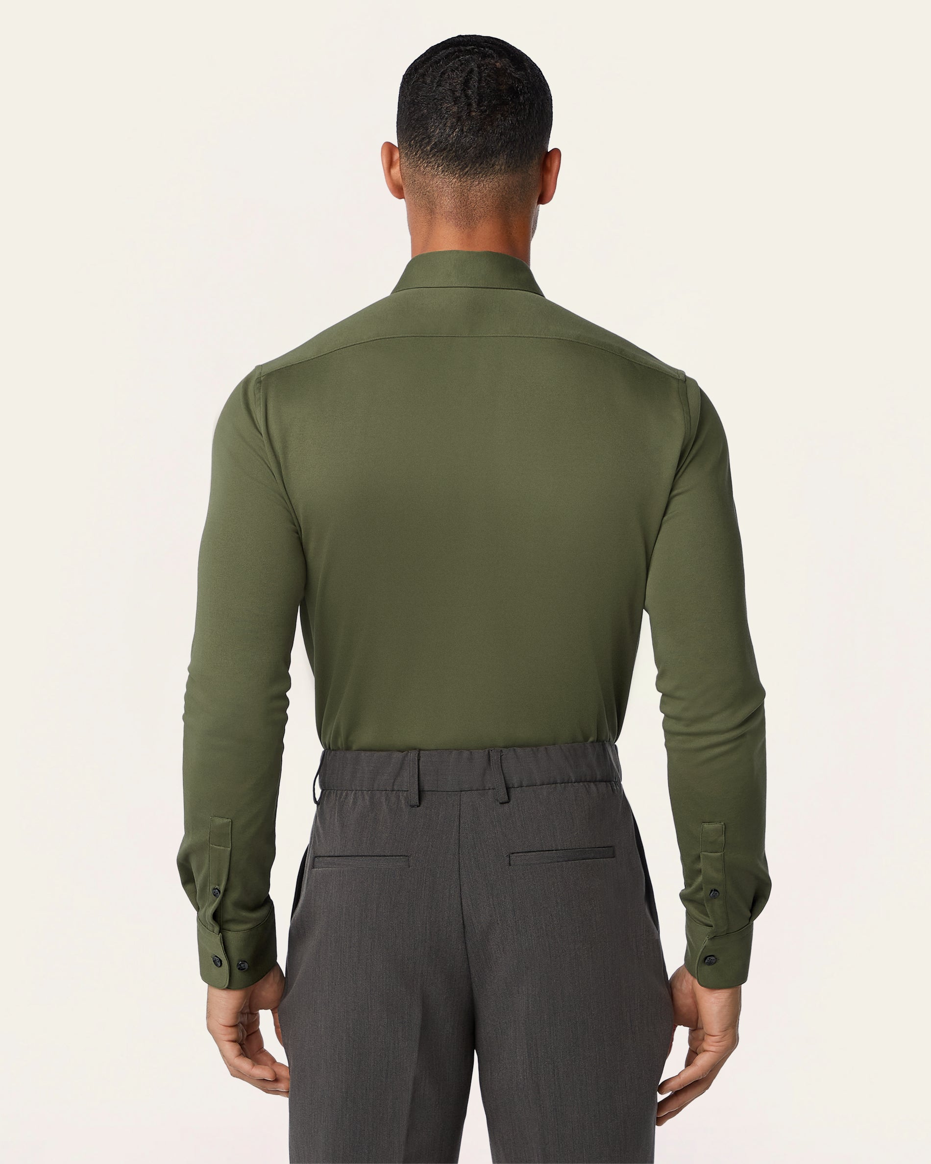 Knitted non-iron shirt Dark Olive