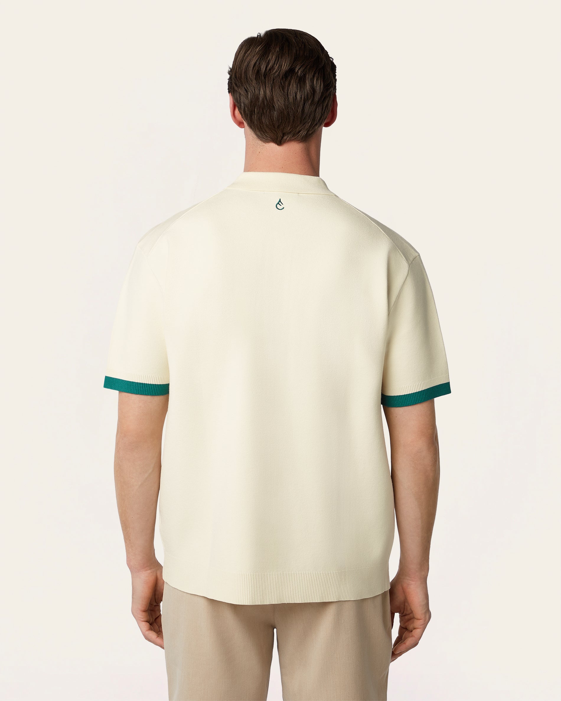 Jacquard Short Sleeve Shirt Off White / Dark Green