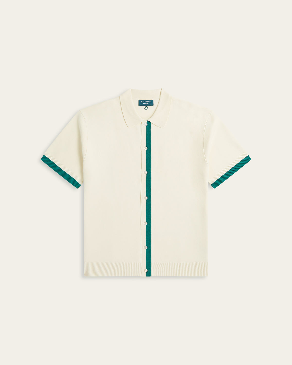 Jacquard Short Sleeve Shirt Off White / Dark Green