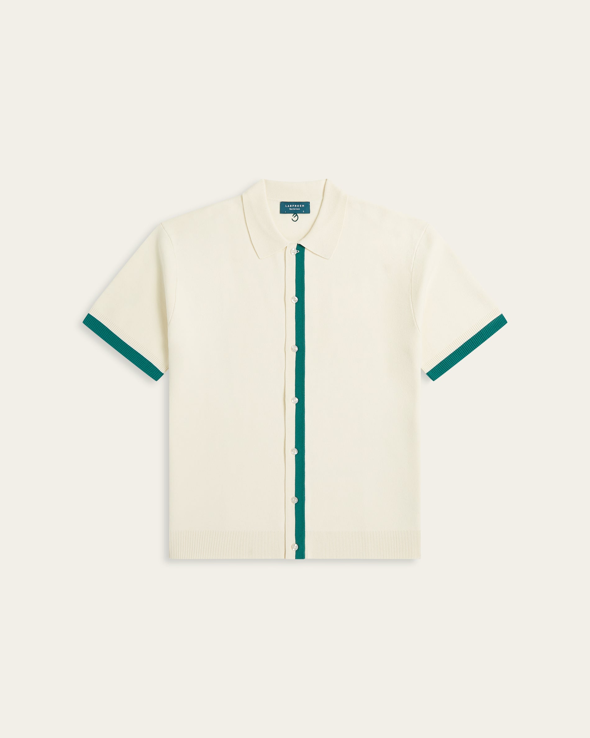 Jacquard Short Sleeve Shirt Off White / Dark Green
