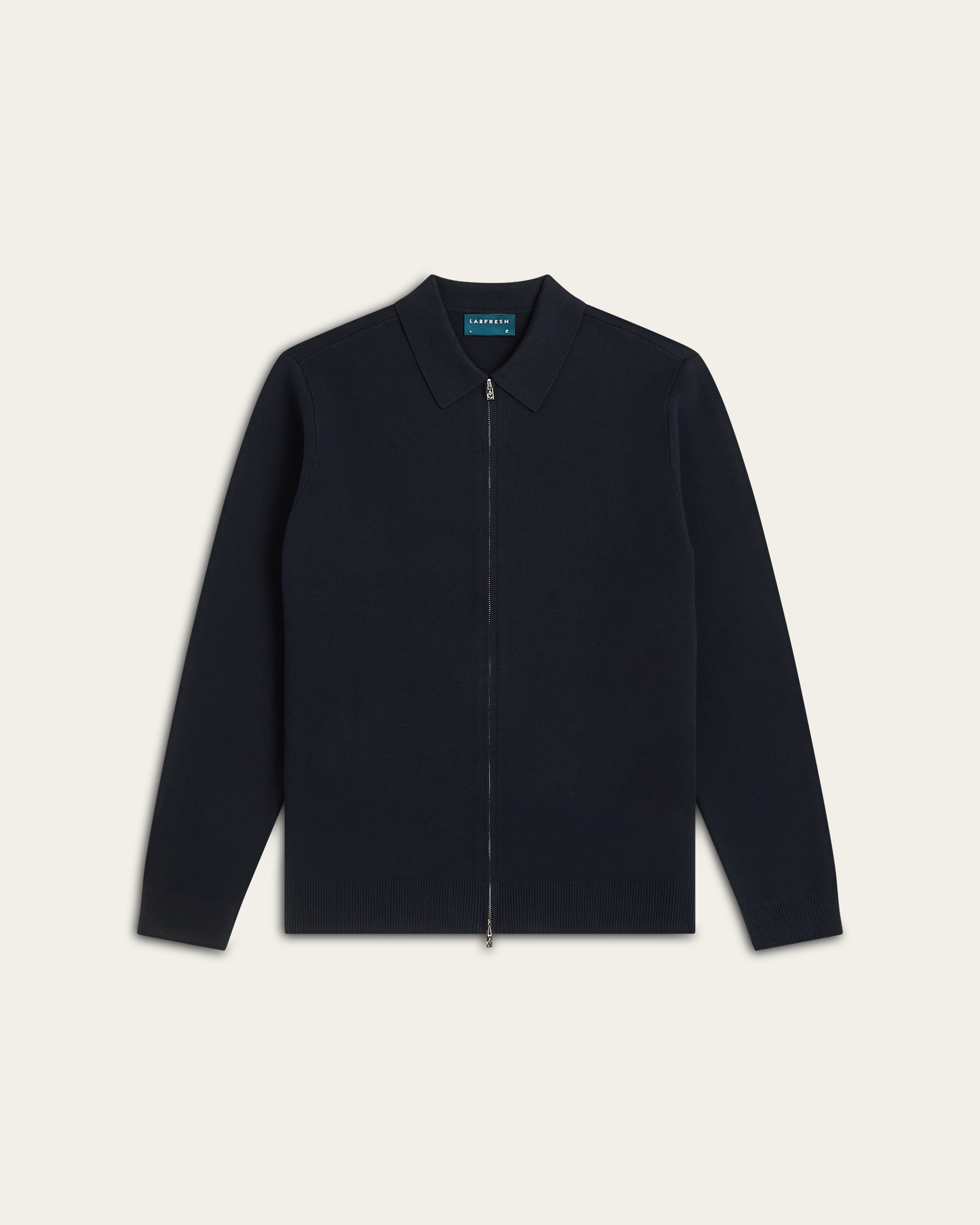 Full Zip Jacquard Cardigan Navy